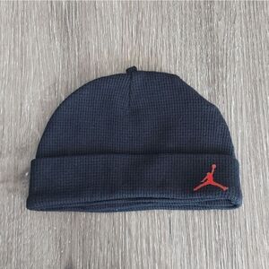 Jordan Jumpman Hat Baby 6 Months Beanie Cap Black Red Cuffed Winter Knit EUC